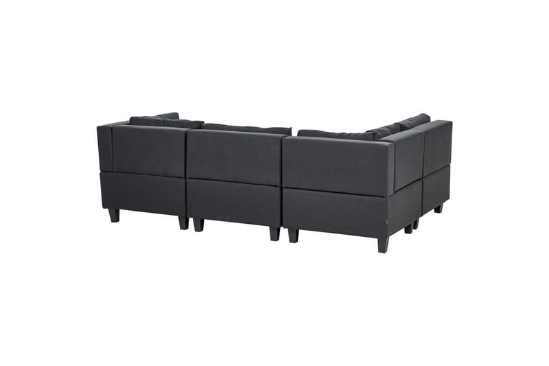 4-sits Hörnsoffa med fotpall Unstad Svart - Svart - Möbler - Soffa - Modulsoffor - Komplett modulsoffa