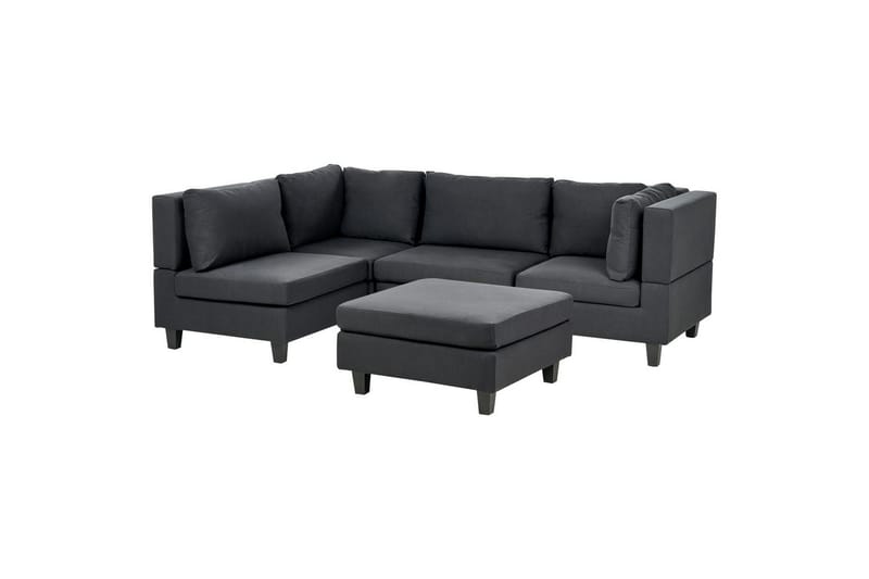 4-sits Hörnsoffa med fotpall Unstad Svart - Svart - Möbler - Soffa - Hörnsoffa