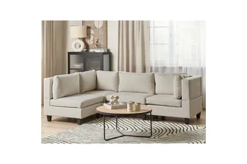 4-sits Hörnsoffa Unstad Beige/svart, Högervänd, Polyester - Beige/svart, Högervänd, Polyester - Möbler - Soffa - Modulsoffor - Komplett modulsoffa