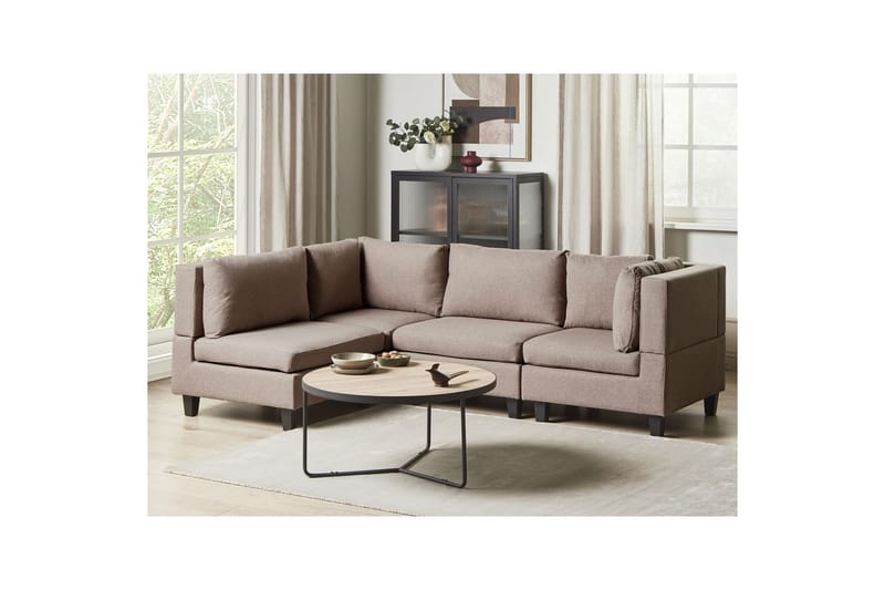 4-sits Hörnsoffa Unstad Brun/Svart, Högervänd, Polyester - Brun/Svart, Högervänd, Polyester - Möbler - Soffa - Hörnsoffa