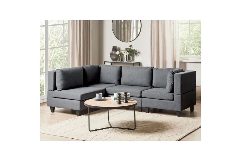4-sits Hörnsoffa Unstad Grå, Högervänd, Polyester - Grå, Högervänd, Polyester - Möbler - Soffa - Hörnsoffa