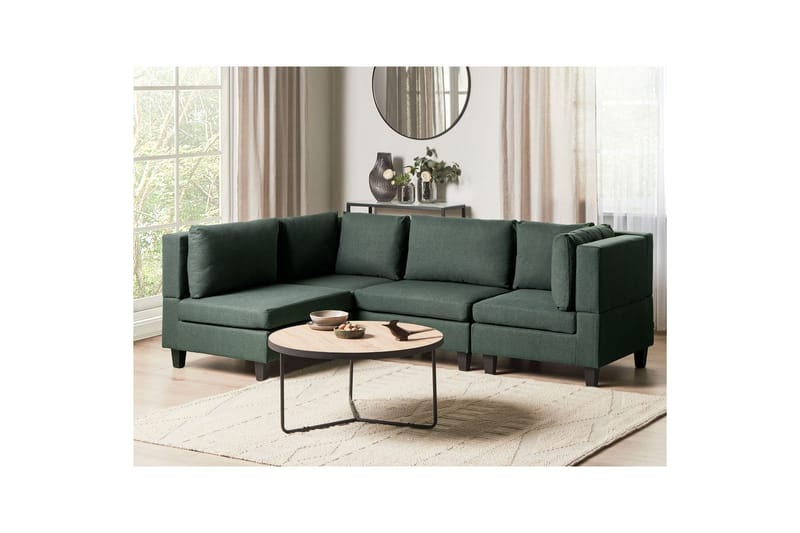 4-sits Hörnsoffa Unstad Grön/Svart, Högervänd, Polyester - Grön/Svart, Högervänd, Polyester - Möbler - Soffa - Hörnsoffa