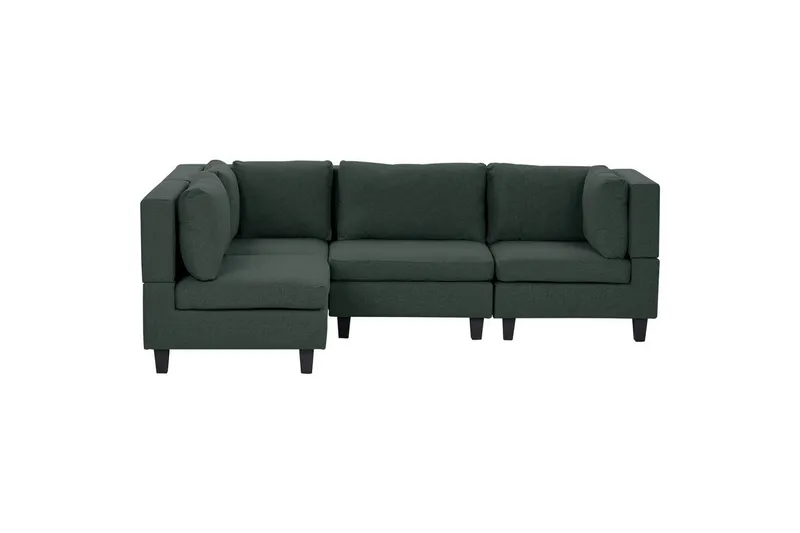 4-sits Hörnsoffa Unstad Grön/Svart, Högervänd, Polyester, Grön/Svart, Högervänd, Polyester
