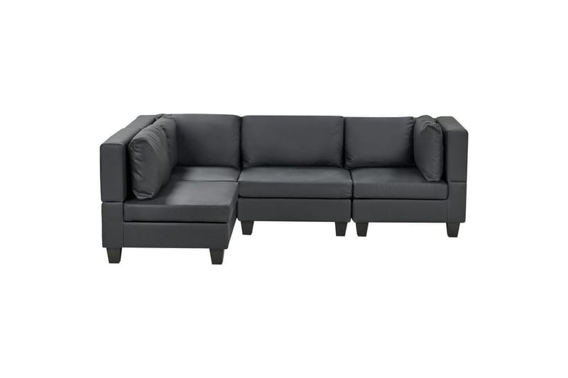 4-sits Hörnsoffa Unstad Svart, Högervänd, Konstläder, Svart, Högervänd, Konstläder
