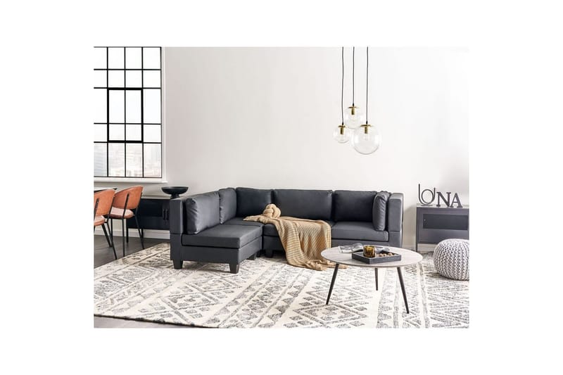 4-sits Hörnsoffa Unstad Svart, Högervänd, Konstläder - Svart, Högervänd, Konstläder - Möbler - Soffa - Skinnsoffor