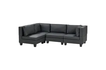4-sits Hörnsoffa Unstad Svart, Högervänd, Konstläder - Svart, Högervänd, Konstläder - Möbler - Soffa - Skinnsoffor