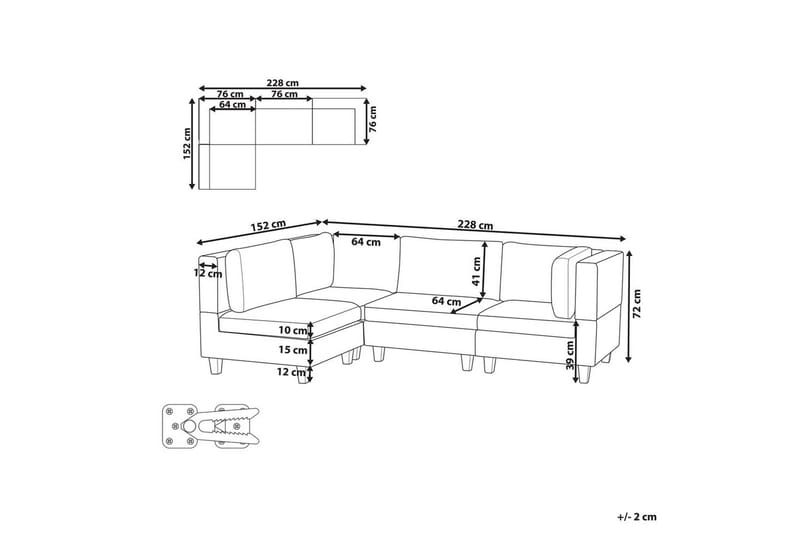 4-sits Hörnsoffa Unstad Svart, Högervänd, Polyester - Svart, Högervänd, Polyester - Möbler - Soffa - Hörnsoffa