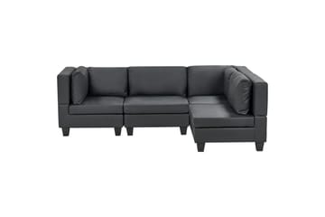 4-sits Hörnsoffa Unstad Svart/svart, Vänstervänd, Konstläder - Svart/svart, Vänstervänd, Konstläder - Möbler - Soffa - Skinnsoffor