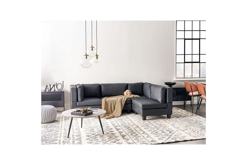 4-sits Hörnsoffa Unstad Svart/svart, Vänstervänd, Konstläder - Svart/svart, Vänstervänd, Konstläder - Möbler - Soffa - Skinnsoffor