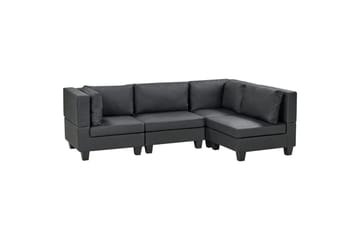 4-sits Hörnsoffa Unstad Svart/svart, Vänstervänd, Konstläder - Svart/svart, Vänstervänd, Konstläder - Möbler - Soffa - Skinnsoffor