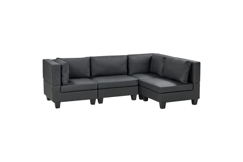 4-sits Hörnsoffa Unstad Svart/svart, Vänstervänd, Konstläder - Svart/svart, Vänstervänd, Konstläder - Möbler - Soffa - Skinnsoffor