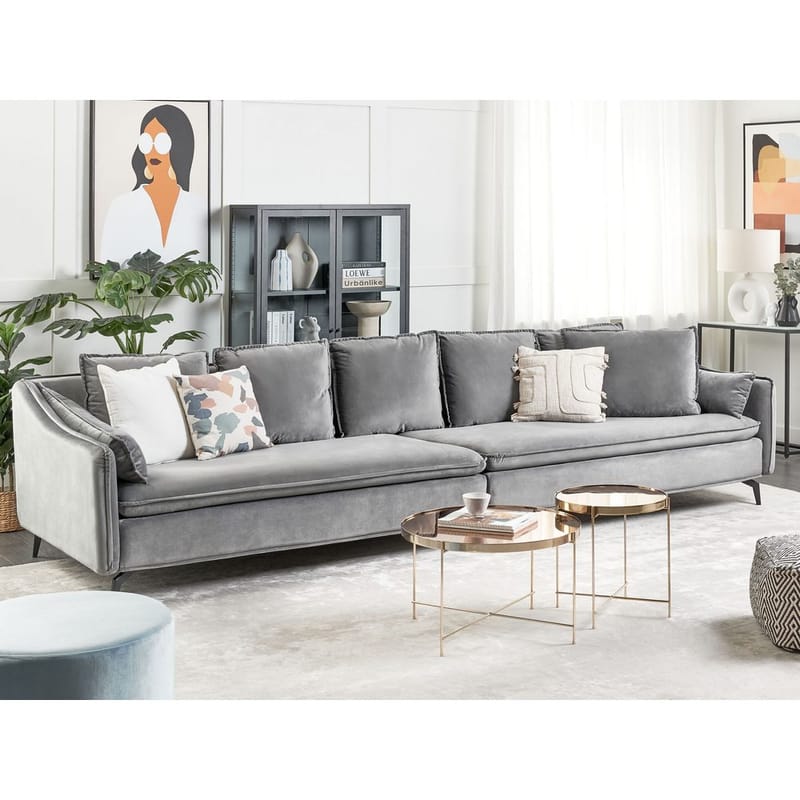 4-sits soffa Aure - Ljusgrå - Möbler - Soffa - Sammetssoffa