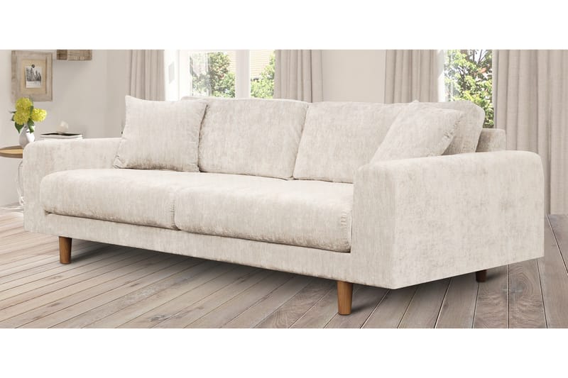 Boel 4-sits Sammetssoffa - Beige/Ek - Möbler - Soffa - 4 sits soffa