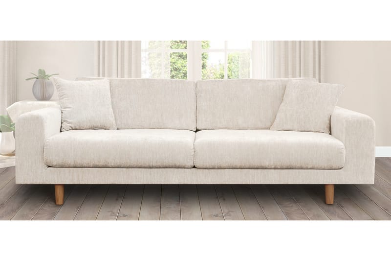 Boel 4-sits Sammetssoffa - Beige/Ek - Möbler - Soffa - 4 sits soffa