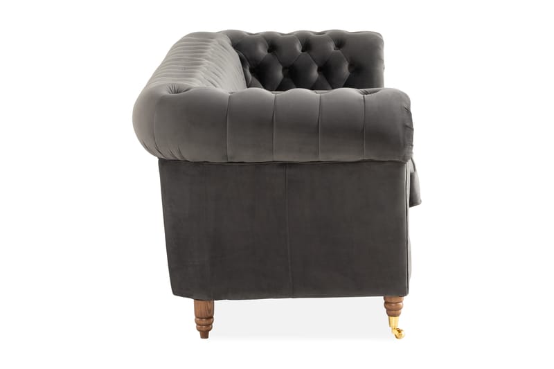 Chesterfield Deluxe 4-sits Soffa - Grå - 4 sits soffa - Chesterfield soffa
