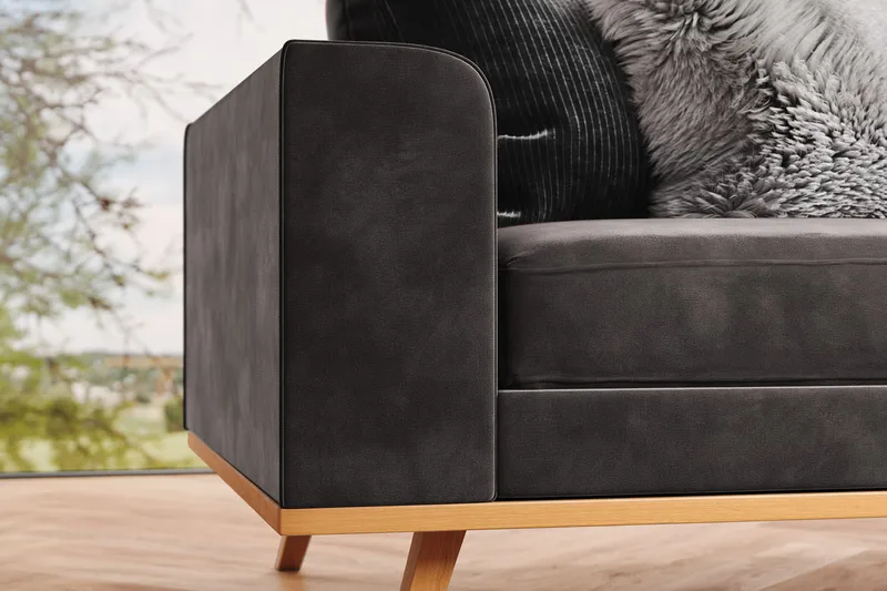 Copenhagen 4-sits Sammetssoffa - Mörkgrå - Möbler - Soffa - 4 sits soffa