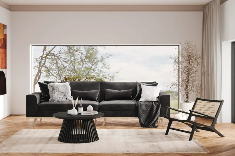 Copenhagen 4-sits Sammetssoffa - Mörkgrå - Möbler - Soffa - 4 sits soffa