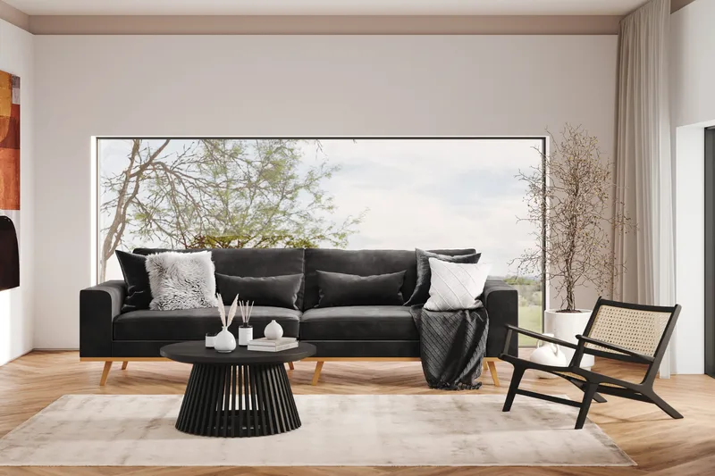 Copenhagen 4-sits Sammetssoffa - Mörkgrå - Möbler - Soffa - 4 sits soffa