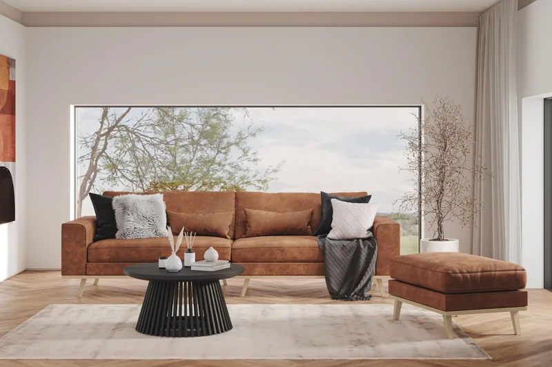 Copenhagen 4-sits Soffa i Konstläder - Brun - Möbler - Soffa - 4 sits soffa