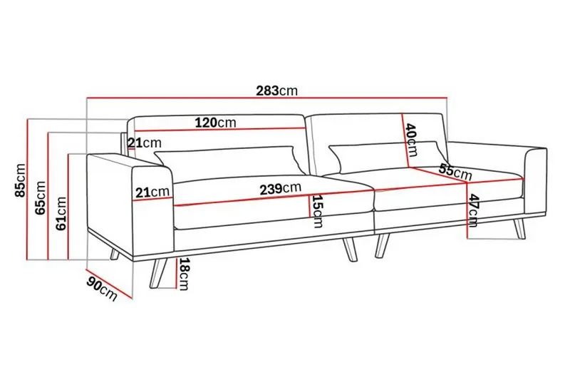 Copenhagen 4-sits Soffa i Konstläder - Brun - Möbler - Soffa - 4 sits soffa