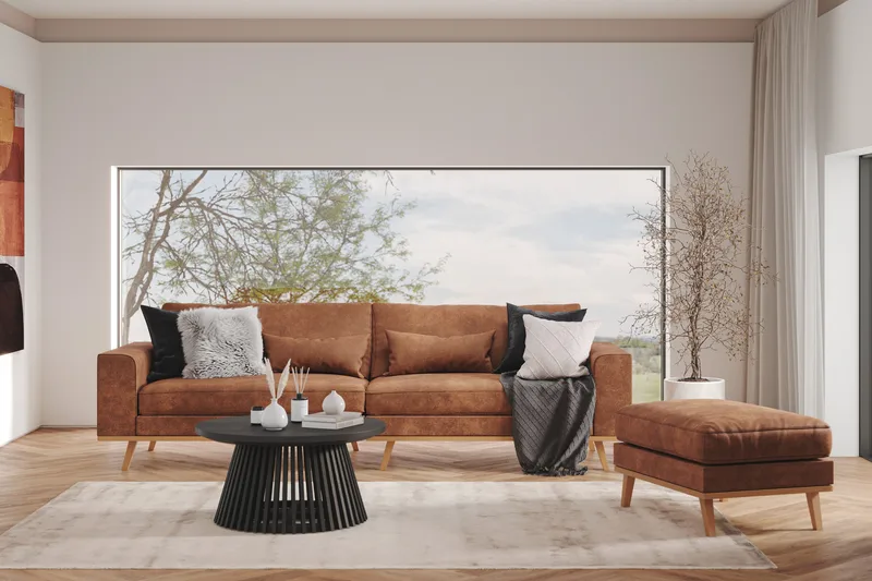 Copenhagen 4-sits Soffa i Konstläder - Brun - Möbler - Soffa - 4 sits soffa