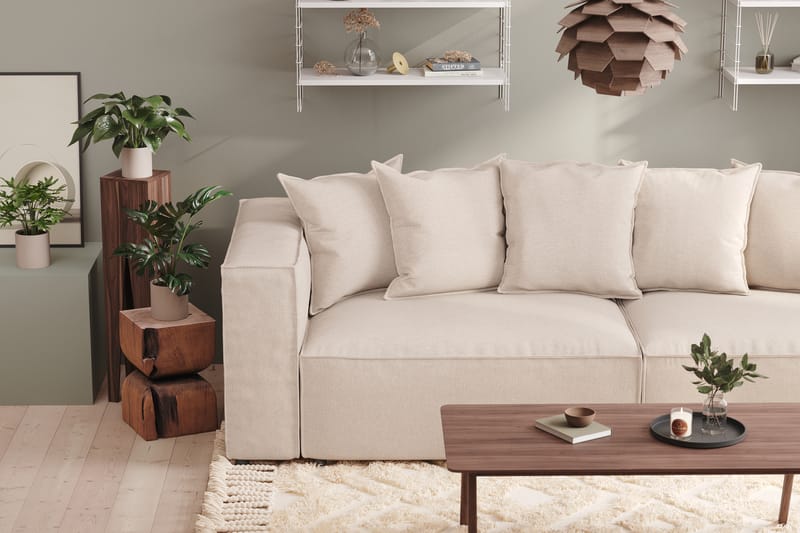 Cubo 4-sits Djup Modulsoffa i Tyg - Beige - Möbler - Soffa - 4 sits soffa