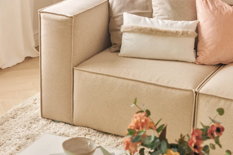 Cubo 4-sits Djup Modulsoffa i Tyg - Beige - Möbler - Soffa - 4 sits soffa