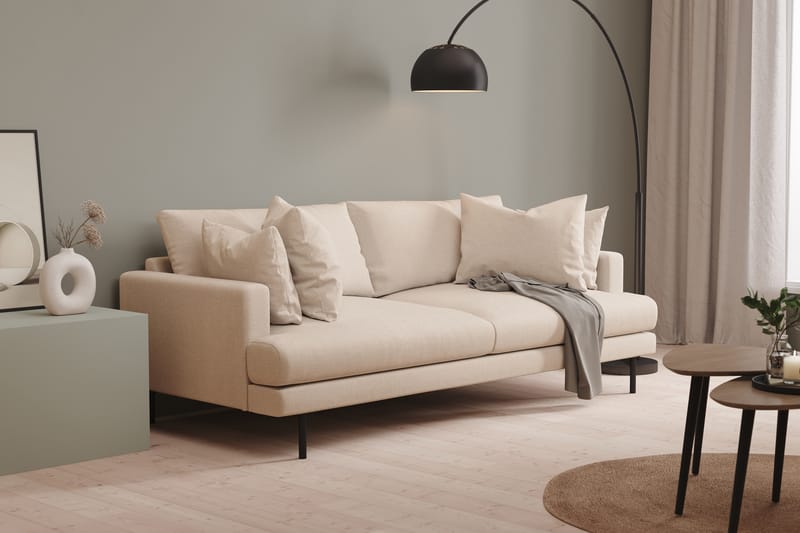 Menard 3-sits Djup Tygsoffa 225 cm bred - Beige - Möbler - Soffa - 3 sits soffa