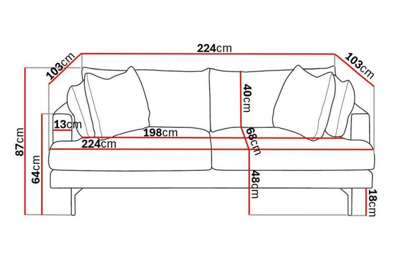 Menard 3-sits Manchestersoffa - Beige - Möbler - Soffa - 3 sits soffa