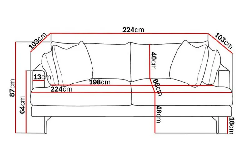 Menard 4-sits Djup Tygsoffa - Mörkgrå - Möbler - Soffa - 4 sits soffa