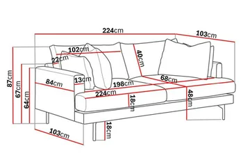 Menard 4-sits Djup Tygsoffa - Mörkgrå - Möbler - Soffa - 4 sits soffa