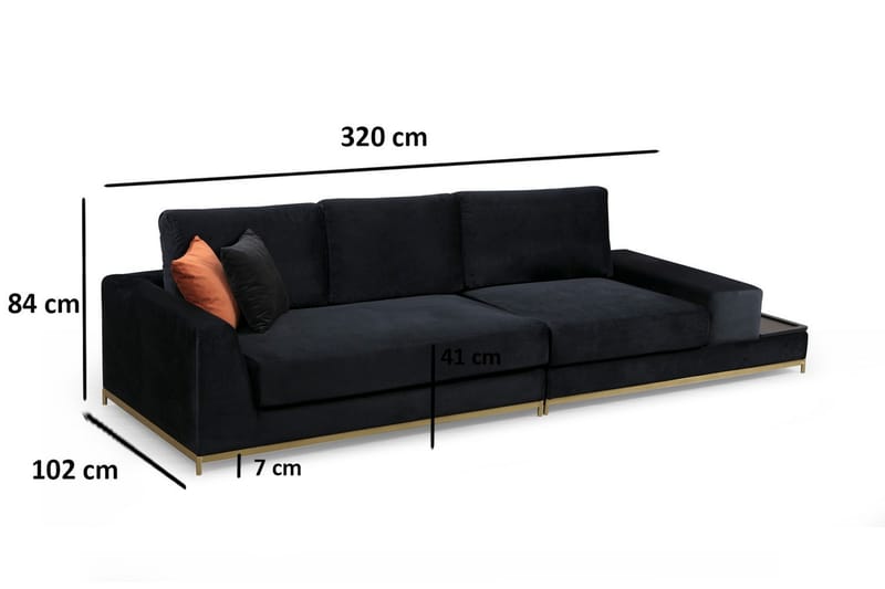 Mezonzo 4-sits Soffa - Svart - 4 sits soffa