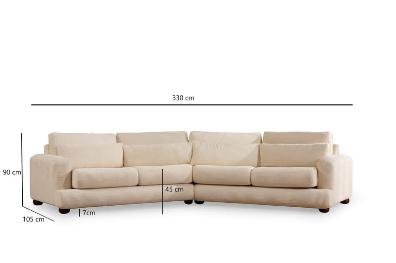 Relento Svängd Soffa 4-sits - Beige - 4 sits soffa