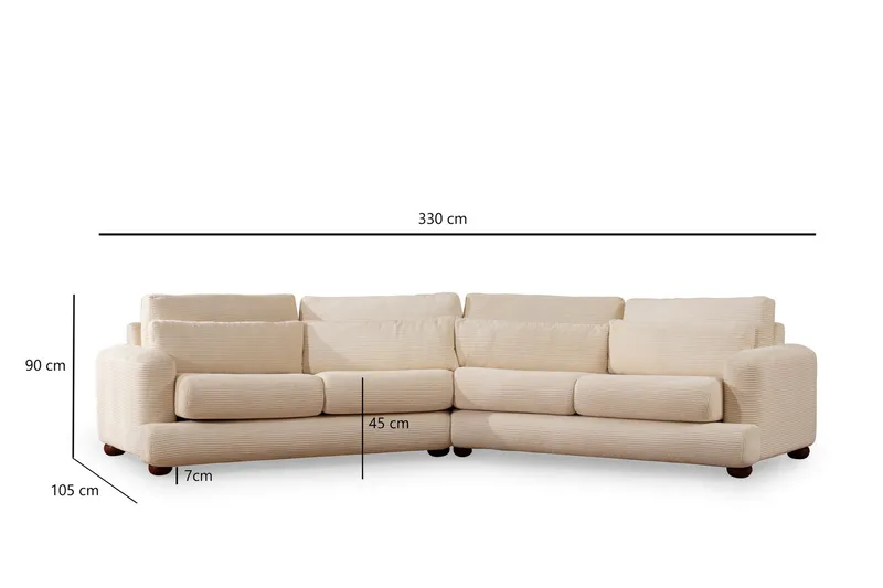 Relento Svängd Soffa 4-sits - Beige - Möbler - Soffa - 4 sits soffa
