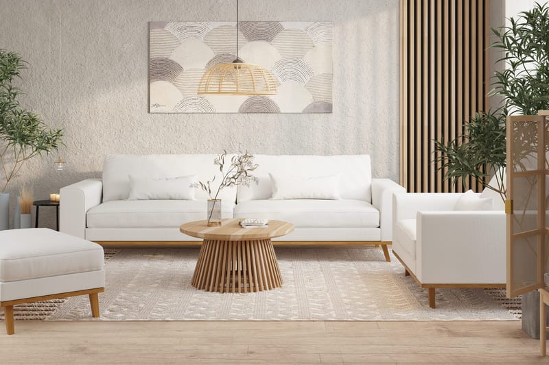 Vanlig Soffa utan divan & schäslong Scandinavian Choice Copenhagen 4-sits Soffa Ace 1, White Fabric Oak - Möbler - Soffa - 4 sits soffa