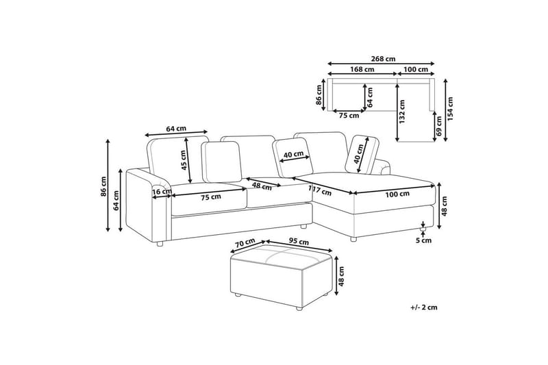 4-sitssoffa Kohlo Beige/svart, Vänstervänd - Beige/svart, Vänstervänd - Möbler - Soffa - Soffgrupp