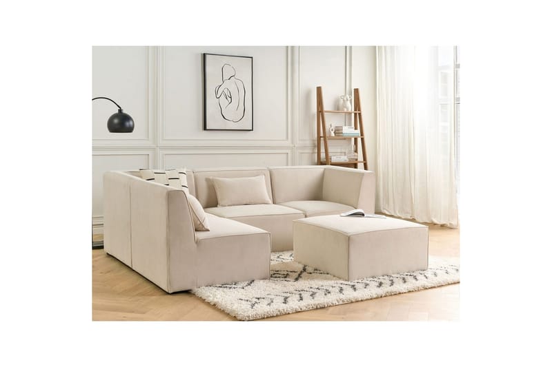 4-sitssoffa med fotpall Lemvig Beige, Högervänd - Beige, Högervänd - Möbler - Soffa - Soffgrupp