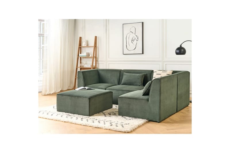 4-sitssoffa med fotpall Lemvig Grön, Vänstervänd - Grön, Vänstervänd - Möbler - Soffa - Soffgrupp