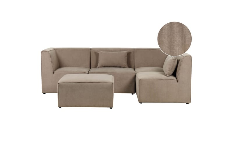4-sitssoffa med fotpall Lemvig Taupe, Vänstervänd - Taupe, Vänstervänd - Möbler - Soffa - Soffgrupp