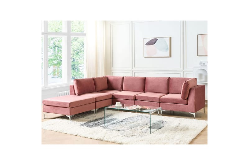 5-sits Hörnsoffa med fotpall Evja Rosa - Rosa - Möbler - Soffa - Soffgrupp
