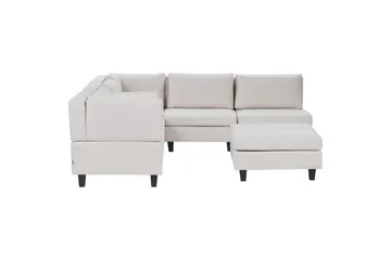 5-sits Hörnsoffa med fotpall Unstad Beige/svart, Högervänd, Polyester - Beige/svart, Högervänd, Polyester - Möbler - Soffa - Modulsoffor - Komplett modulsoffa