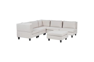 5-sits Hörnsoffa med fotpall Unstad Beige/svart, Högervänd, Polyester