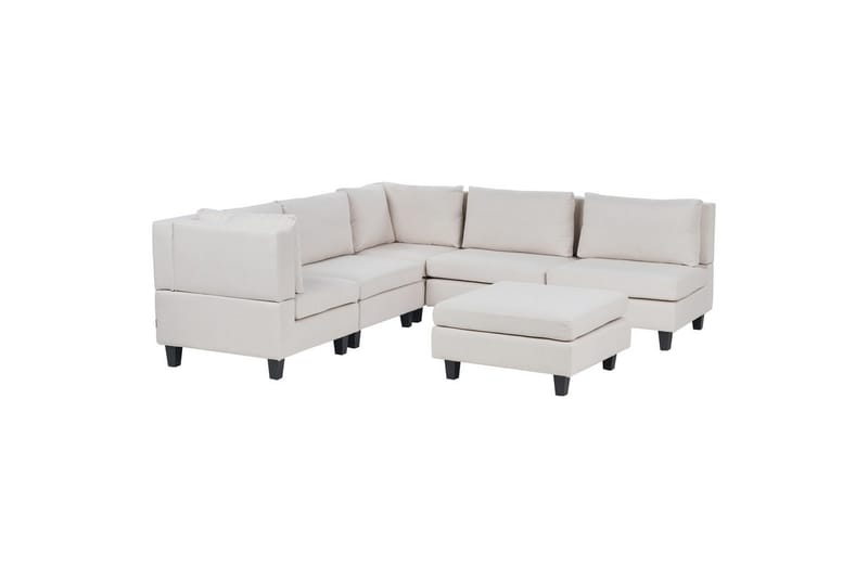 5-sits Hörnsoffa med fotpall Unstad Beige/svart, Högervänd, Polyester, Beige/svart, Högervänd, Polyester