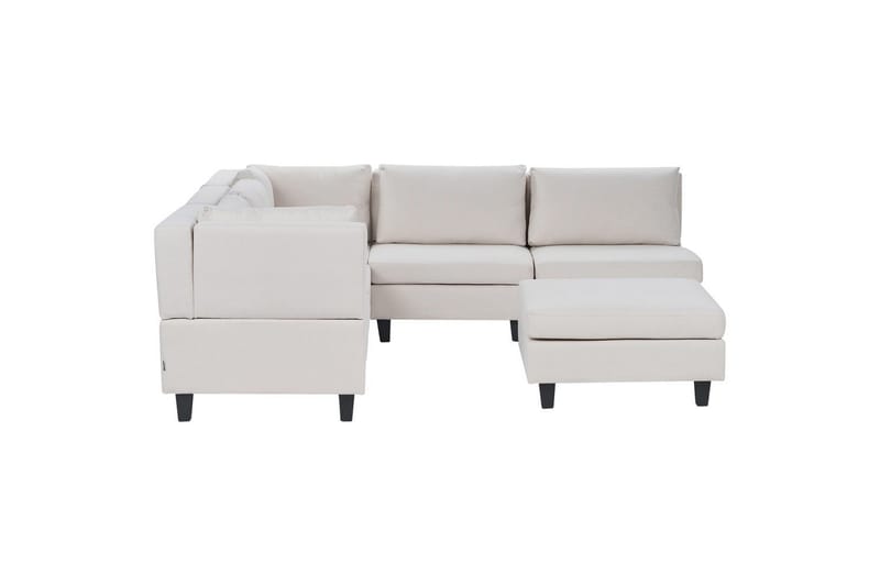 5-sits Hörnsoffa med fotpall Unstad Beige/svart, Högervänd, Polyester - Beige/svart, Högervänd, Polyester - Möbler - Soffa - Soffgrupp
