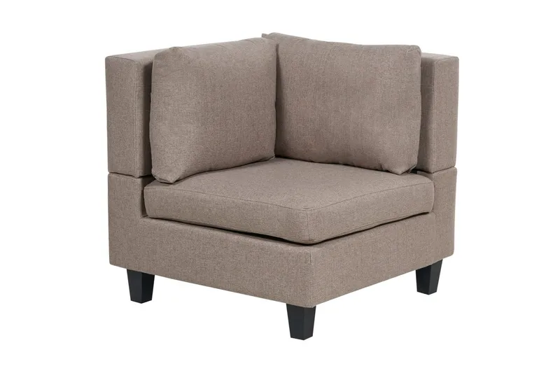 5-sits Hörnsoffa med fotpall Unstad Brun/Svart, Vänstervänd, Polyester - Brun/Svart, Vänstervänd, Polyester - Möbler - Soffa - Soffgrupp