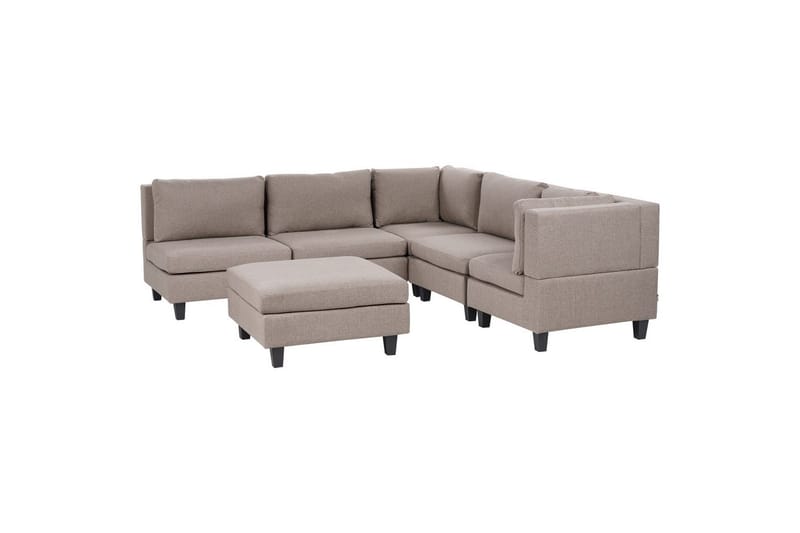 5-sits Hörnsoffa med fotpall Unstad Brun/Svart, Vänstervänd, Polyester, Brun/Svart, Vänstervänd, Polyester