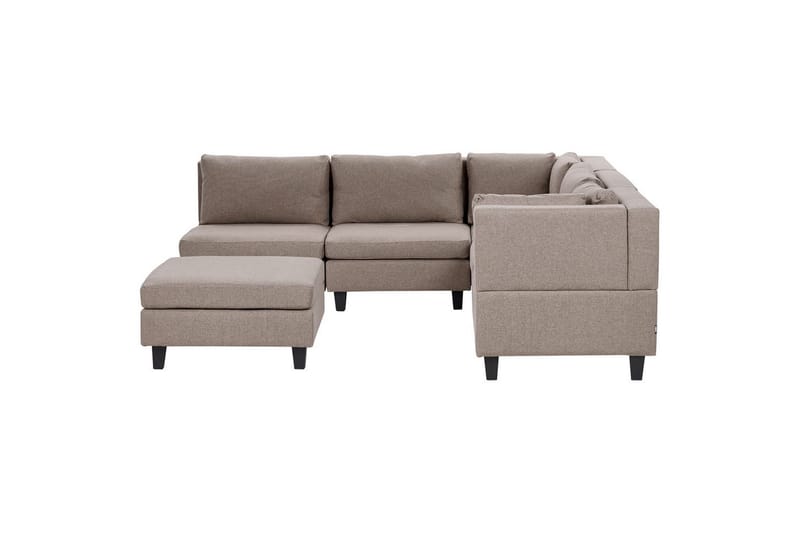 5-sits Hörnsoffa med fotpall Unstad Brun/Svart, Vänstervänd, Polyester - Brun/Svart, Vänstervänd, Polyester - Möbler - Soffa - Soffgrupp