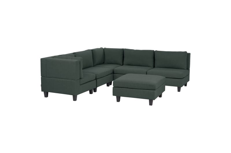 5-sits Hörnsoffa med fotpall Unstad Grön/Svart, Högervänd, Polyester - Grön/Svart, Högervänd, Polyester - Möbler - Soffa - Soffgrupp
