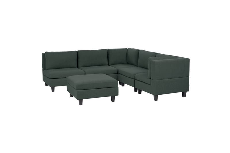 5-sits Hörnsoffa med fotpall Unstad Grön/Svart, Vänstervänd, Polyester, Grön/Svart, Vänstervänd, Polyester