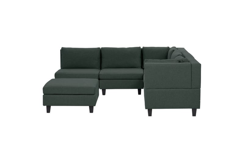 5-sits Hörnsoffa med fotpall Unstad Grön/Svart, Vänstervänd, Polyester - Grön/Svart, Vänsterv�änd, Polyester - Möbler - Soffa - Soffgrupp